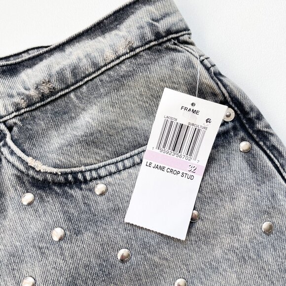 FRAME Le Jane Crop Studded Straight Leg Jeans Subculture Size 32 NEW NWT - Picture 8 of 14